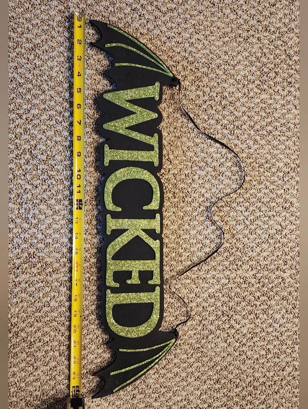 6 Large Foam Glitter Halloween Hanging Signs - Neon Green, Purple, Black, Orange